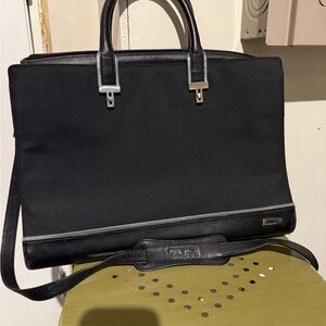 Tumi Black Laptop Bag with Silver Accents